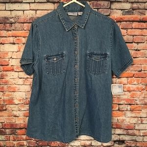 (N-25) Baby & Me Blue Denim Button Down Blouse NWT
